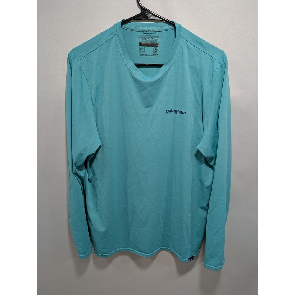 Mens Patagonia Regenerative Organic Cotton Regular Fit Turquoise T-Shirt Size M